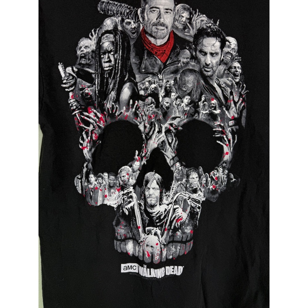 The Walking Dead AMC Skull Graphic T-Shirt Mens Medium Black Rick Daryl Negan - Picture 2 of 6